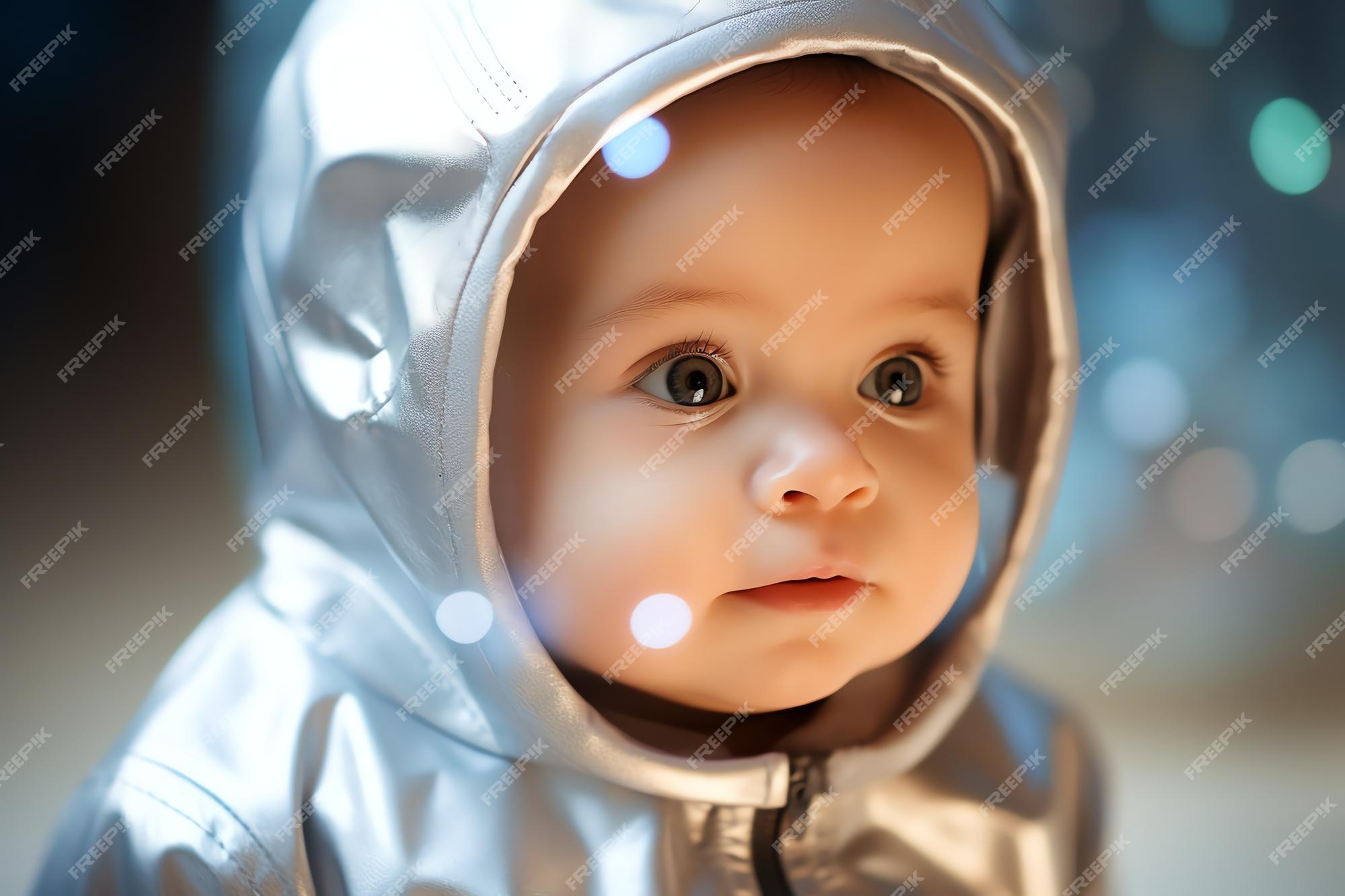 Premium AI Image Baby alien girl dressed up as a tiny alien astronaut