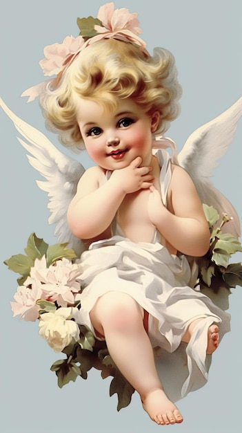 天使の赤ちゃん 天使の赤ちゃん 世界の鳥のスタイルで 花のトラン