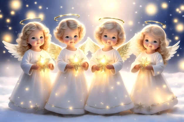 아기 천사들이 크리스마스를 축하합니다.