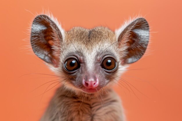 Photo a baby animal with big eyes and a pink nose generative ai