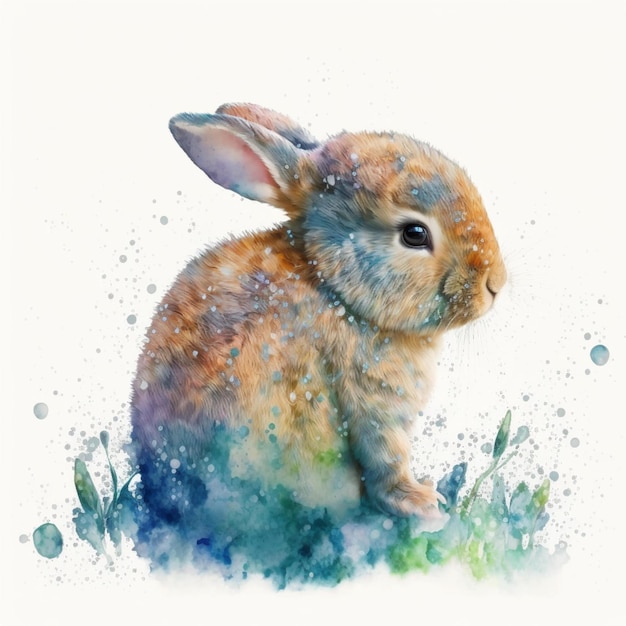 Baby Animals abstract watercolor