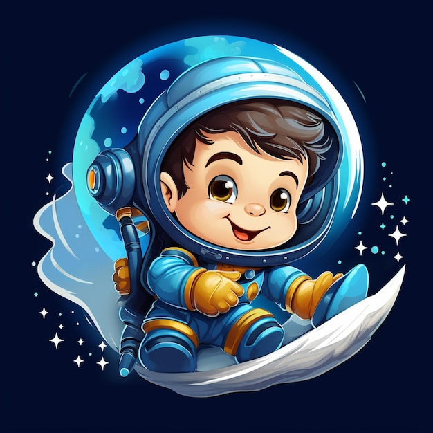 a baby astronaut cartoon in space