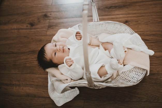 Baby in a basket for babies