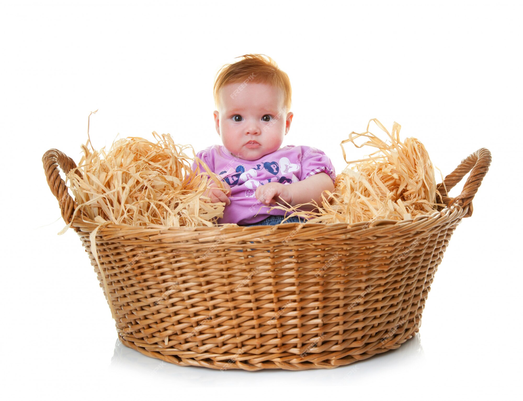 Baby In A Basket On A Doorstep Stock Photo, Picture and Royalty Free Image.  Image 15440807.