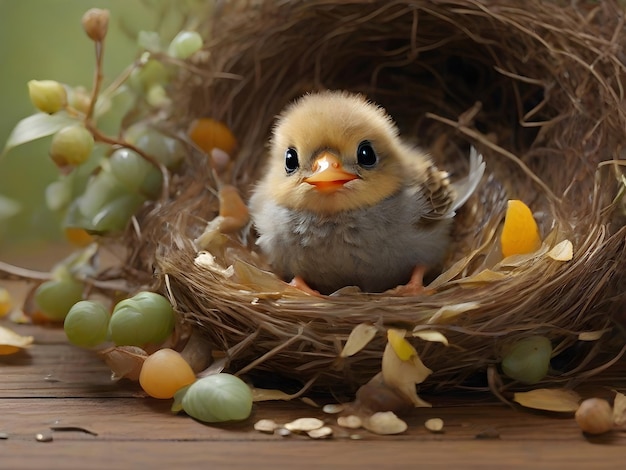 baby bird coming out of the nest illustration