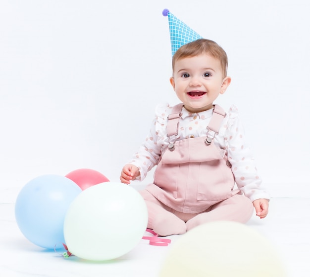 Photo baby birthday party with balloons