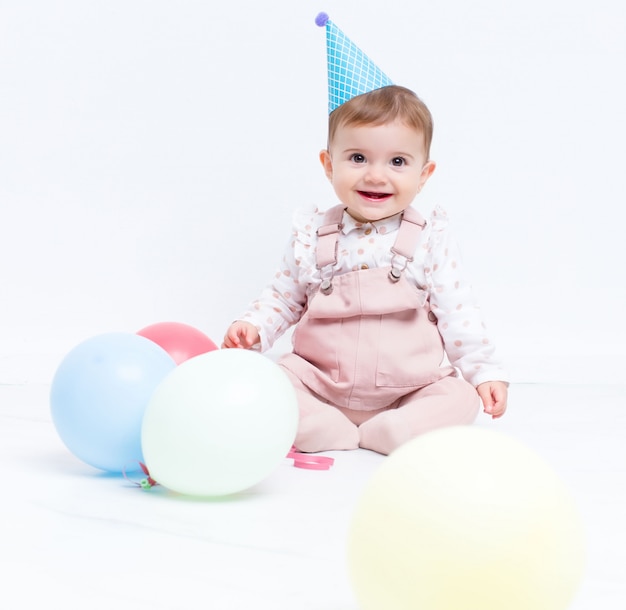 Baby birthday party with balloons