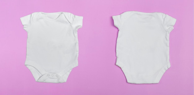 Baby body mockup, white on a colored background. Close up. Banner