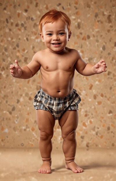 Foto un bambino in camicia a quadri e pantaloncini