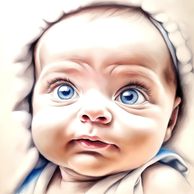 baby boy portrait 수채화 그림디지털 그림