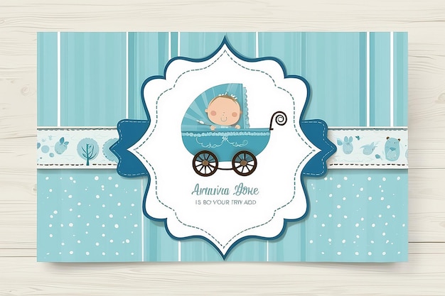 Baby boy shower card Arrival card with place for your text