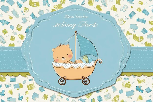 Baby boy shower card Arrival card with place for your text