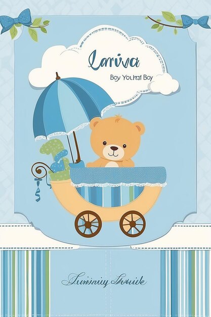 Baby boy shower card Arrival card with place for your text