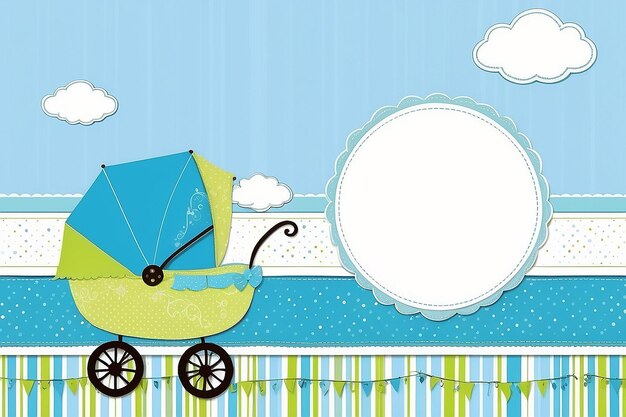 Baby boy shower card Arrival card with place for your text