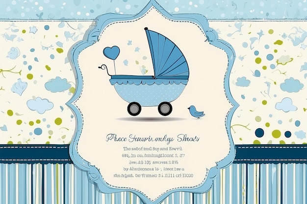 Photo baby boy shower card arrival card with place for your text