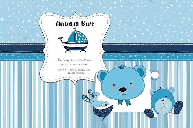 Photo baby boy shower card arrival card with place for your text