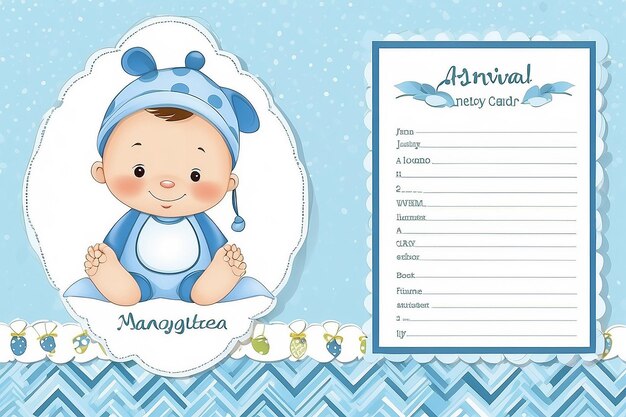 Baby boy shower card Arrival card with place for your text