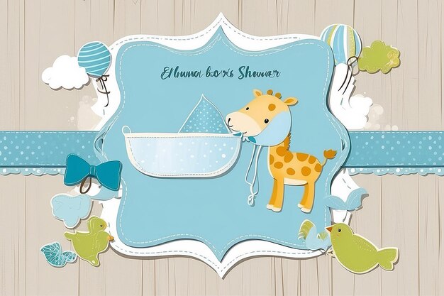 Photo baby boy shower card arrival card with place for your text