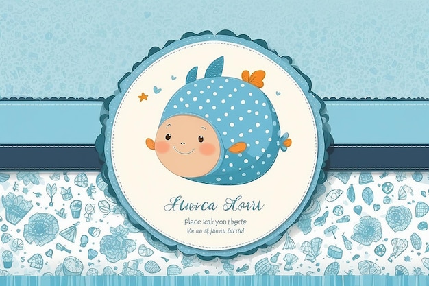 Baby boy shower card Arrival card with place for your text