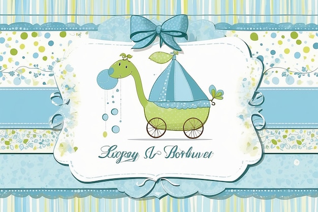 Photo baby boy shower card arrival card with place for your text