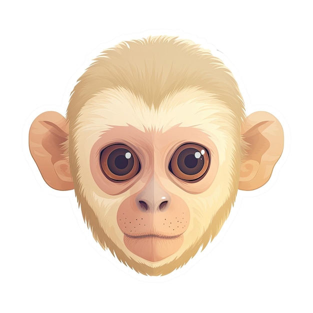 Baby Capuchin Monkey Face Sticker On Isolated Tansparent Background Png Logo Generative AI