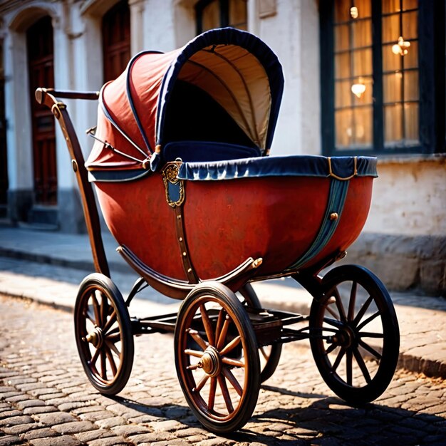 Photo baby carriage pram transport for baby or toddler child