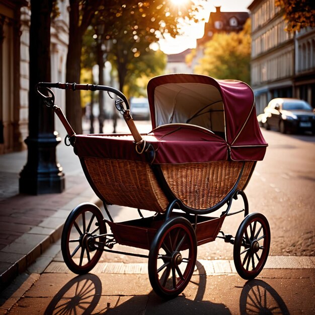 Photo baby carriage pram transport for baby or toddler child