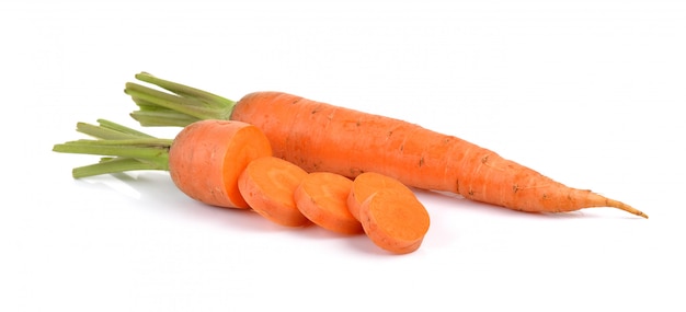 Baby carrots isolated on a white surface