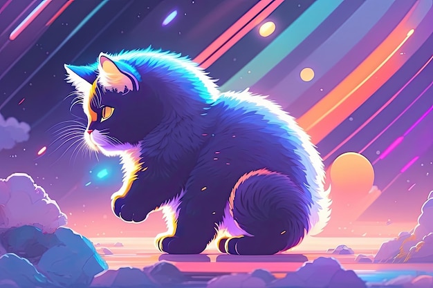 Galaxy cat girl Cresent fox  Illustrations ART street