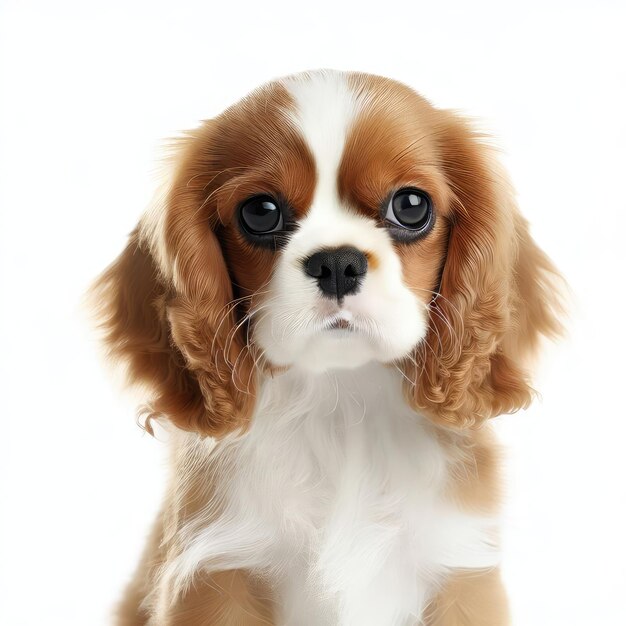 Photo baby cavalier king charles spaniel's fluffy ears generative ai