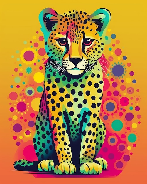 Baby cheetah colorful art generative ai