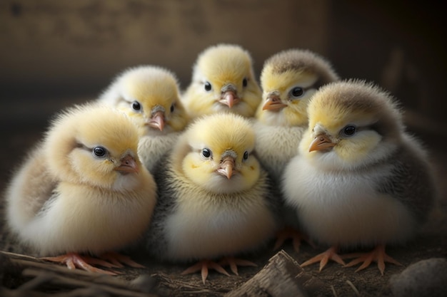 Baby chicks at farm Generative AI