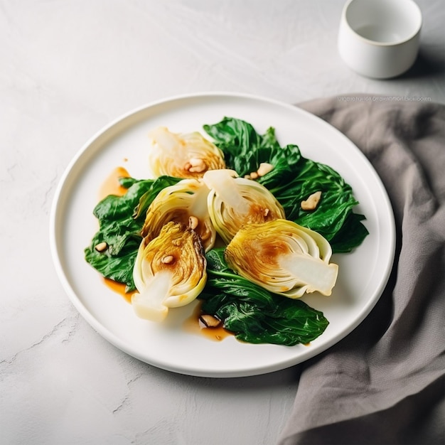 Baby Chinese Cabbage With Oyster Sauce And Garlic