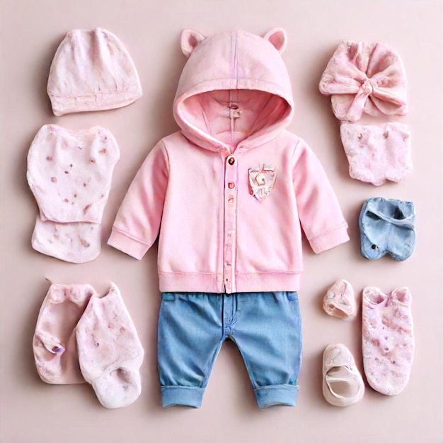 a baby clothes that has a pink hoodie on it