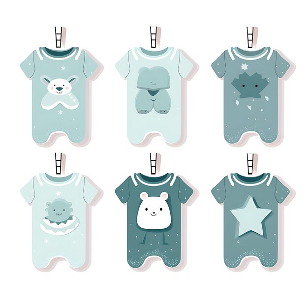 Baby Clothing Tag Card Soft Fabric Cute Illustrations Pastel 2D Vector Design Collection Card Flat