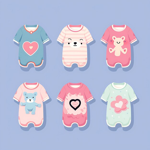 Baby Clothing Tag Card Soft Fabric Cute Illustrations Pastel 2D Vector Design Collection Card Flat