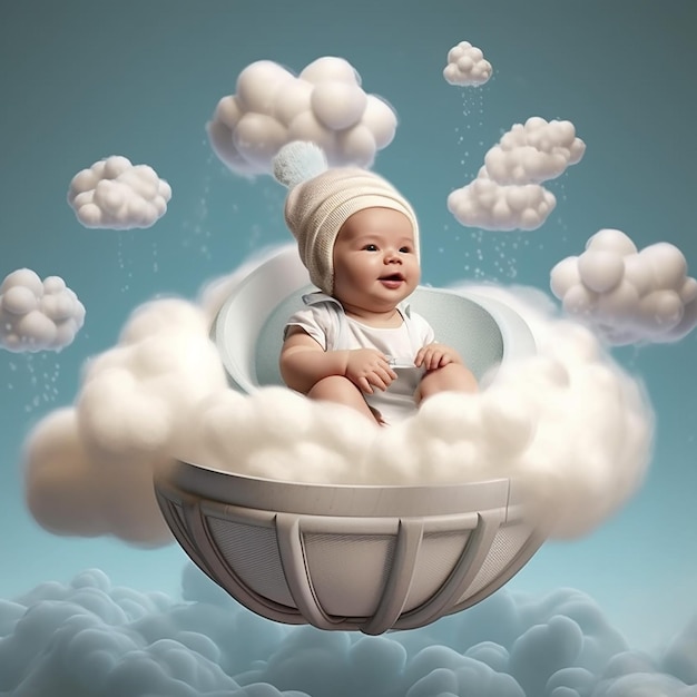 A baby in a cloud with the word cloud on it