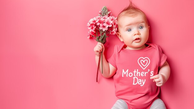 Foto il bambino si congratula con la mamma per la giornata delle madri con lo spazio per le copie