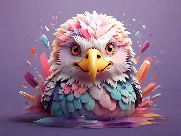 Photo baby cute eagle smiles in a colorful style