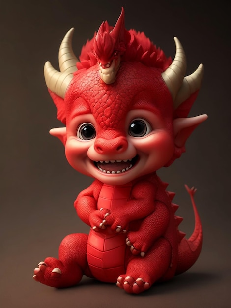 Baby cute smile with red dragon mini