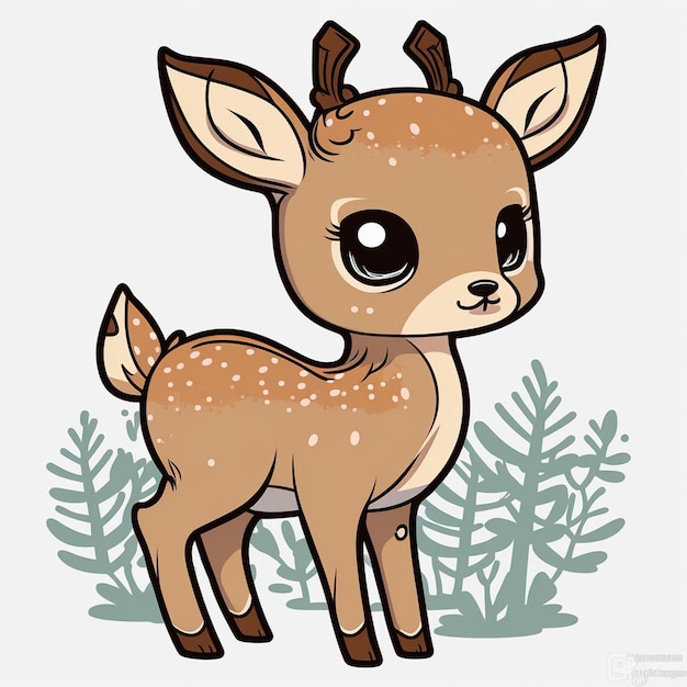 Foto illustrazione vettoriale del personaggio dei cartoni animati baby deer