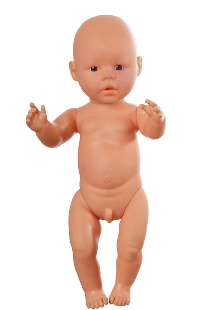 흰색 배경에 고립 된 아기 인형