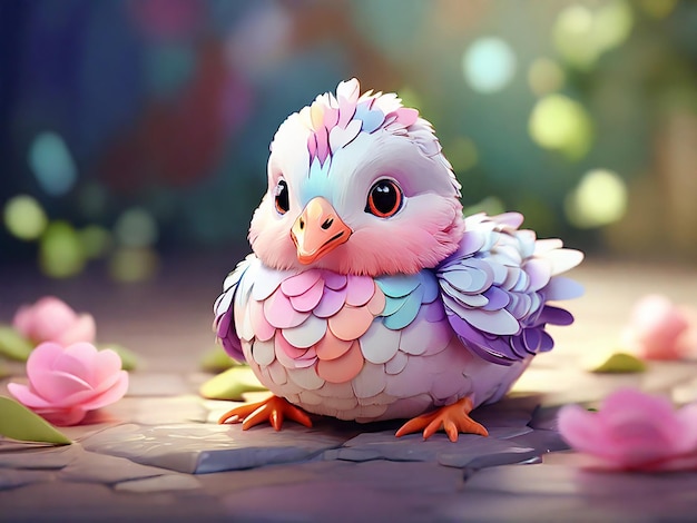 Baby Dove Cute Smile in Colorful Style
