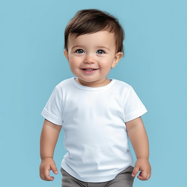 baby draagt een wit t-shirt zonder enig ontwerp