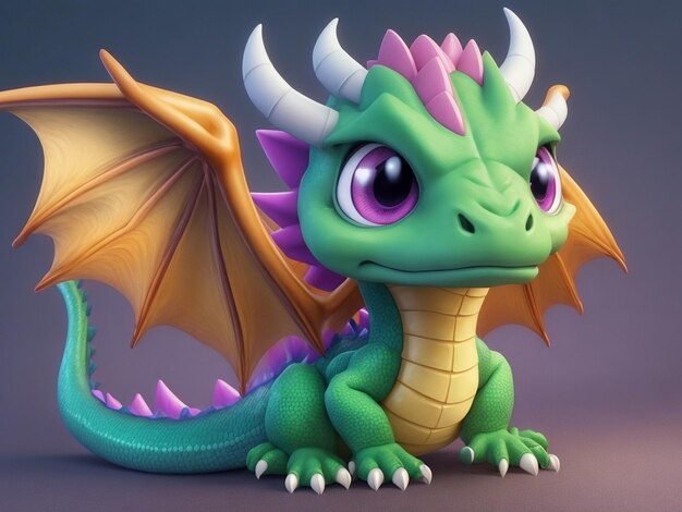 baby dragon rendering cartoon illustration anime style 3D wallpaper