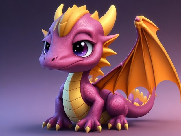 baby dragon rendering cartoon illustration anime style 3D wallpaper