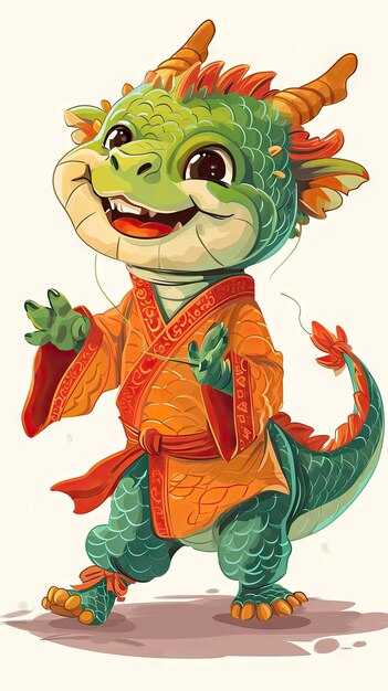 Baby dragon smiling dancing happy