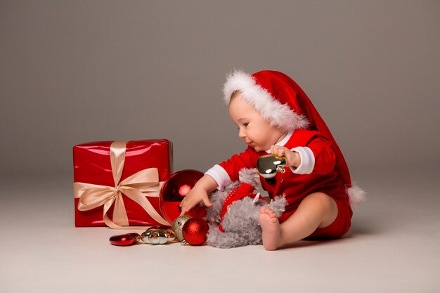 Baby dressed like santa