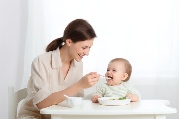 Baby eating adult spoon food