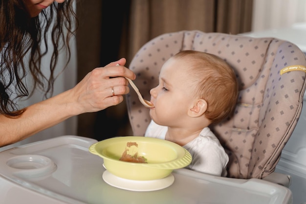 The baby eats at the children's table for up to a year